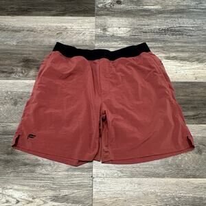 Fabletics Salmon Red Mens 33x7 Training Shorts Activewear Sporty Zip‎ Pockets